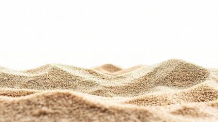 A Small Pile of Loose Sand Against a White Background, Capturing the Fine Textures and Natural Beauty of Sand in an Elegant Presentation for Stock Photo Use