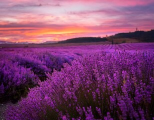Obraz premium Sunset Over Lavender Fields