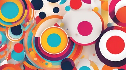 Abstract bright colorful circle geometric shapes design background. Stacked round shape pattern. Minimalist geometric style. Multicolored circles.