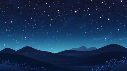 Fototapeta premium A starry night sky over rolling hills.