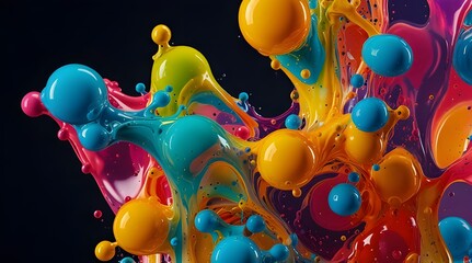 Colorful liquid bubbles cut out.generative.ai 