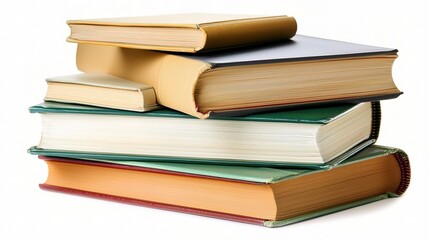A Stack of Various Books Isolated on a White Background for Educational, Academic, and Reading Concepts in Creative Projects