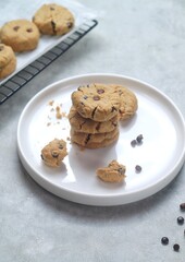 fresh baked Soft chocolate chip cookies, chocolate chip biscuits
