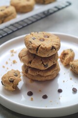 fresh baked Soft chocolate chip cookies, chocolate chip biscuits
