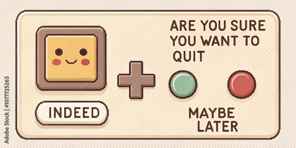 Poster oldschool graphics a pixel art style popup with a light beige background and a friendly cartoonish f