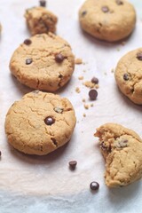 fresh baked Soft chocolate chip cookies, chocolate chip biscuits
