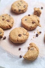 fresh baked Soft chocolate chip cookies, chocolate chip biscuits
