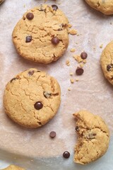fresh baked Soft chocolate chip cookies, chocolate chip biscuits

