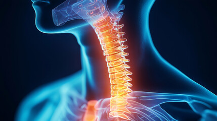 image illustrates esophageal healing process with vibrant colors, showcasing intricate anatomy of neck and spine. This visual representation highlights connection between esophagus and surrounding
