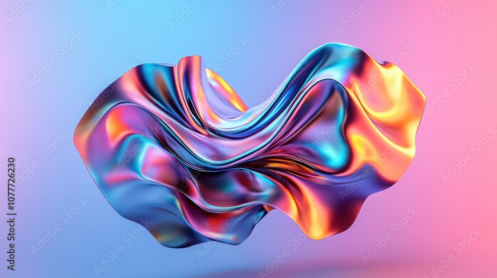 Aufkleber abstract iridescent liquid form with flowy dynamic shapes