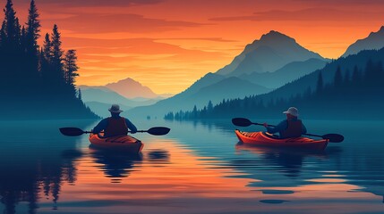 Healthy Aging wellness nutrition Serene Kayaking at Sunset for Active Seniors