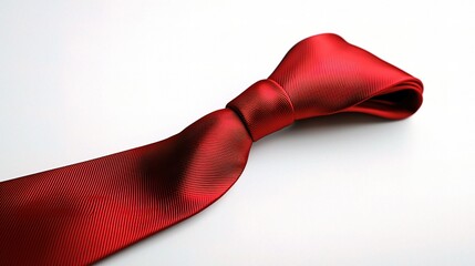 Elegant Red Tie Isolated on a Bright White Background Perfect for Fashion and Formal Attire, Capturing the Essence of Sophistication and Style