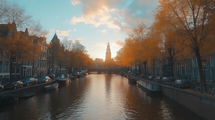 Amsterdam, Netherlands, in the fall. Travel to Amsterdam from Europe.