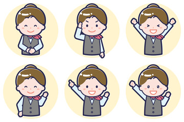 女性販売員のポーズセット_01