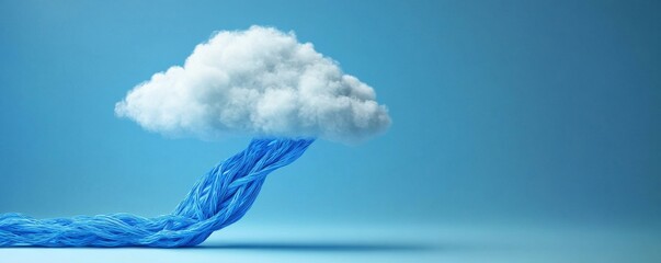 Cloud shaped from cotton with blue cables