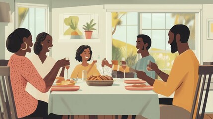 Fototapeta premium Happy family toasting at the dinner table.