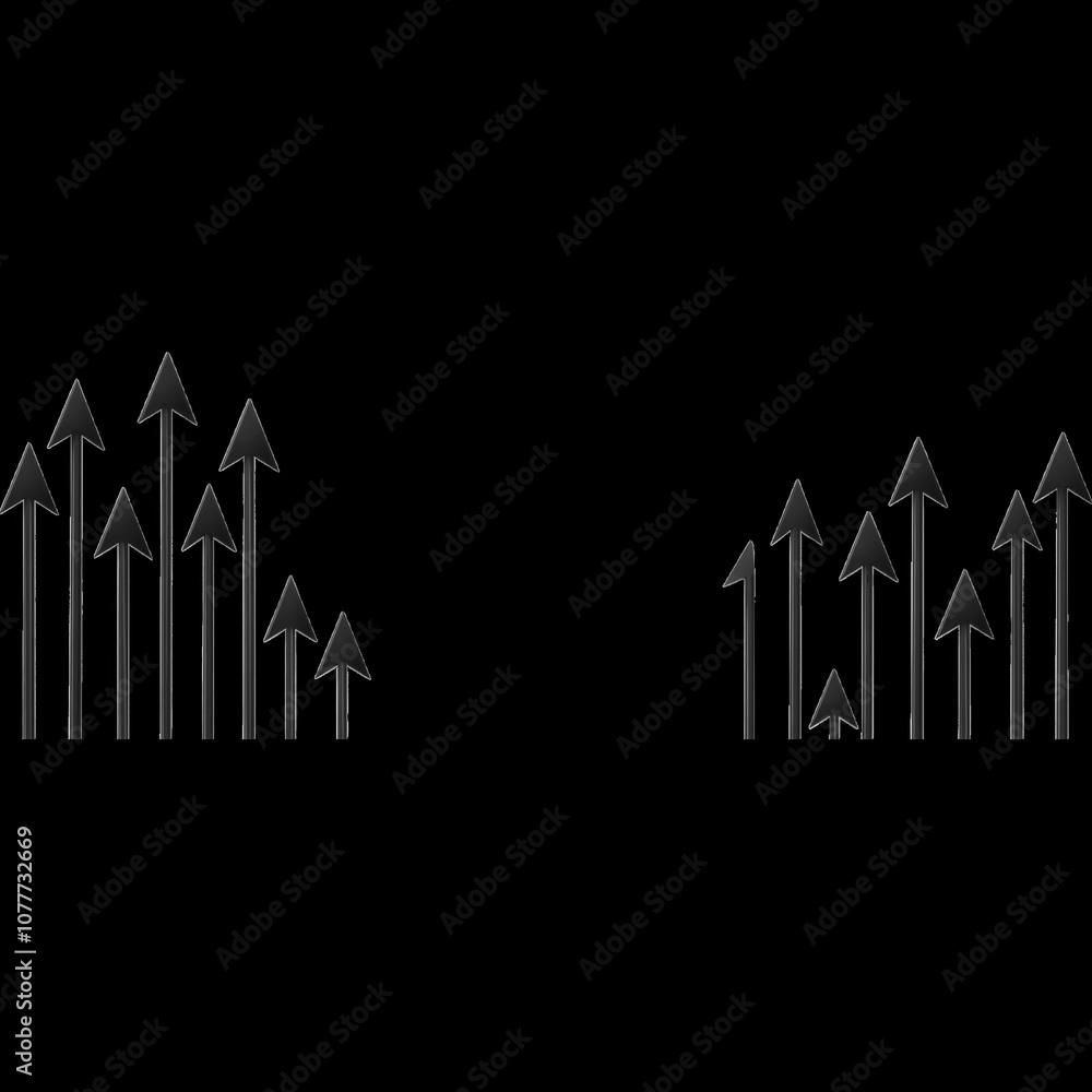 Poster a minimalistic design featuring black arrows pointing upward against a white background, symbolizing