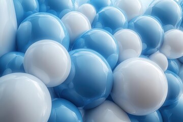 3d rendering of white and blue liquid bubbles floating gracefully in a clean digital space evoking a feeling of purity and innovation through simple yet eyecatching visuals