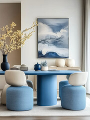 Japandi, minimalist interior design of modern living room