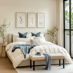 Scandinavian style interior design of modern bedroom