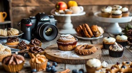 Digital camera on table