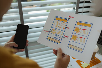 A web developer is analyzing data from his ideas to develop the structure and components of a digital product that best meets the needs of users, ux, ui, interface, experience