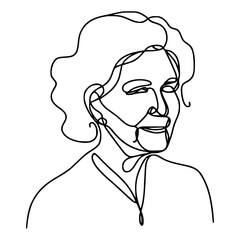 one line drawing old woman portrait vector illustration template design