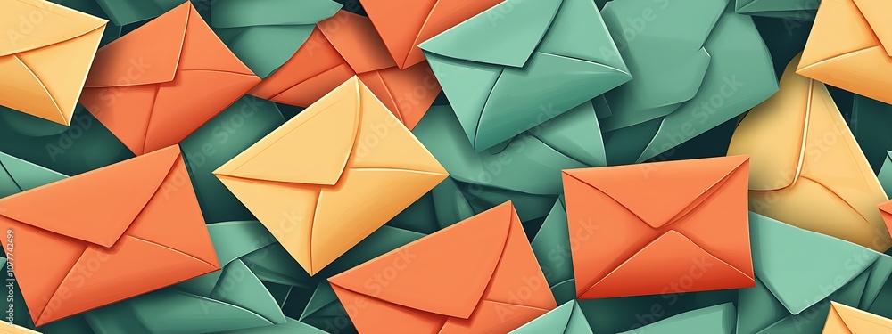 Aufkleber Engagingly Colorful Overlapping Envelopes Abstract for Creative Design Backgrounds : Generative AI