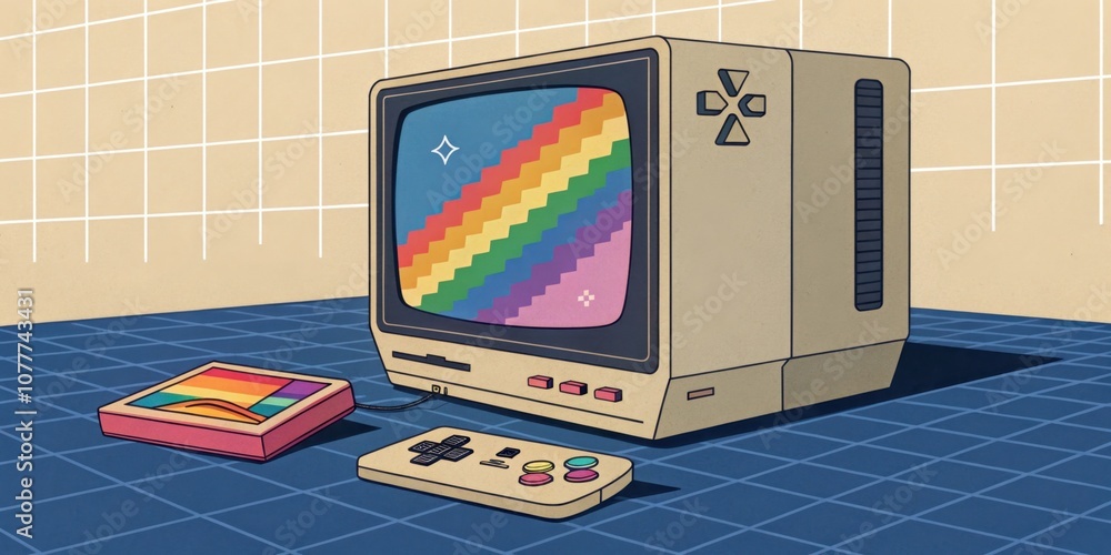 Poster glitchy arrival as the console powers on the screen displays a pixelated logo that momentarily glitc