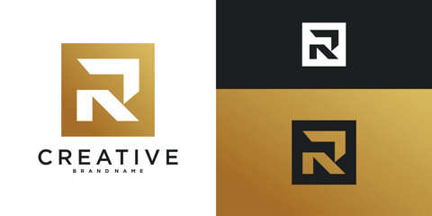Unique modern letter R logo design. Premium Vector