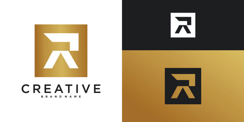 Unique modern letter R logo design. Premium Vector
