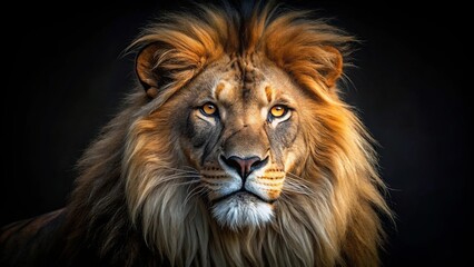 Fototapeta premium A Majestic Lion's Gaze, a Powerful and Regal Portrait Capturing the Essence of a King of the Wild