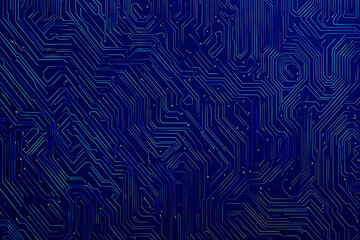 Futuristic vector illustration of a blue circuit board with intricate digital tech elements, perfect for advanced technology backgrounds.	
