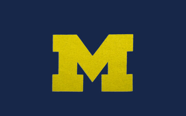 Ann Arbor, MI - November 12, 2024 University of Michigan NCAA college football maize yellow and...