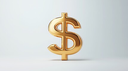 Obraz premium Minimalist 3D Illustration of Gold Currency Symbol Rendered in 3D, Isolated on a White Background, Polished and Shiny Finish Highlighting Value and Significance of Currency
