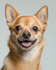Obraz premium Chihuahua Close-Up Portrait with Alert Expression and Large Ears, Ideal for Pet Lovers and Small Dog Enthusiasts