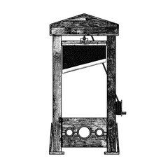guillotine medieval execution hand drawing vector isolated on background.