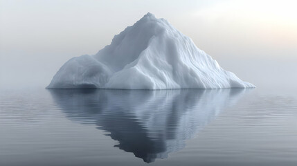 3D Render of an Iceberg Floating in Calm Water