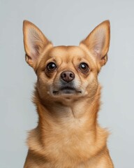 Obraz premium Chihuahua Close-Up Portrait with Alert Expression and Large Ears, Ideal for Pet Lovers and Small Dog Enthusiasts