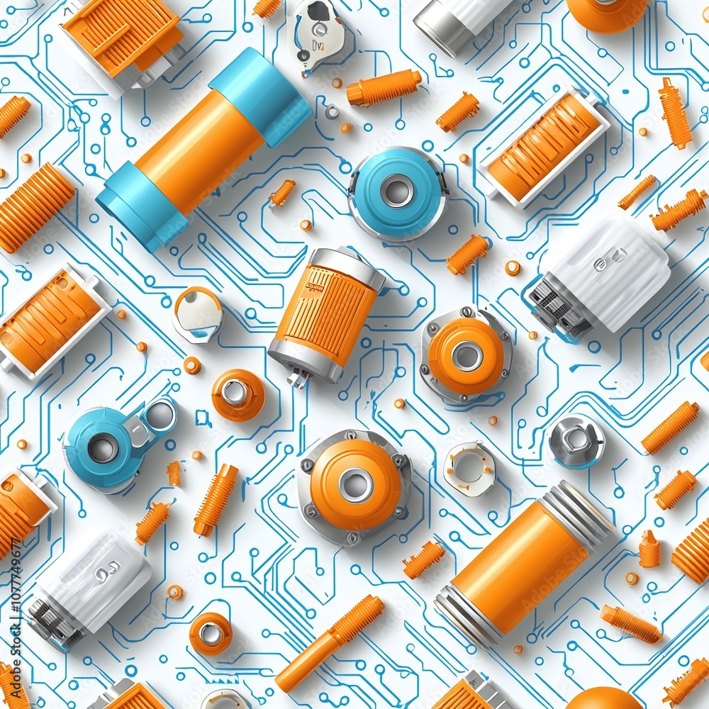 Poster electronic components pattern on circuit board.
