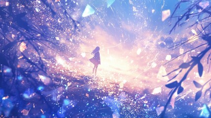Naklejka premium As the storm slowly dissipated it left behind a trail of sparkling glitter like a magical dusting of fairy tale dreams enchanting all who laid eyes on its aftermath.