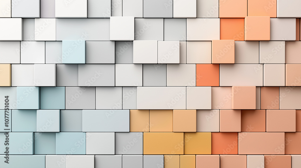 Aufkleber soft pastel color blocks create abstract composition, featuring harmonious blend of light blue, peac