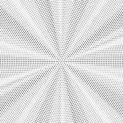 Halftone gradient sun rays pattern. Abstract halftone vector dots background. monochrome dots pattern. Vector background in comic book style with sunburst rays and halftone. Retro pop art design.