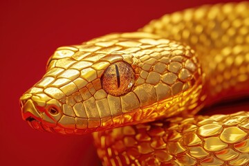 Obraz premium Close-Up of a Golden Snake's Eye and Scales