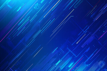 Close-up of a glowing neon circuit board pattern, showcasing intricate lines and electronic pathways in a vibrant blue hue
