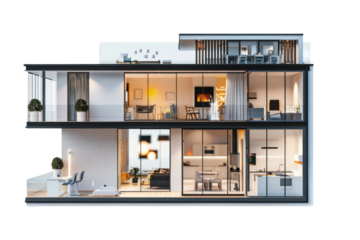 Smart home showcasing integrated IoT devices and sleek modern design with advanced technology for a connected and futuristic living experience