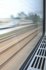 Motion blur view of railway tracks from a train window