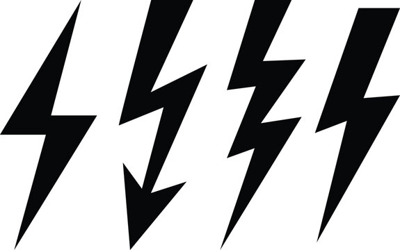 black and white arrow flash lightning bolt icon. Electric power symbol. Power energy sign lightning bolt illustration thunder icon