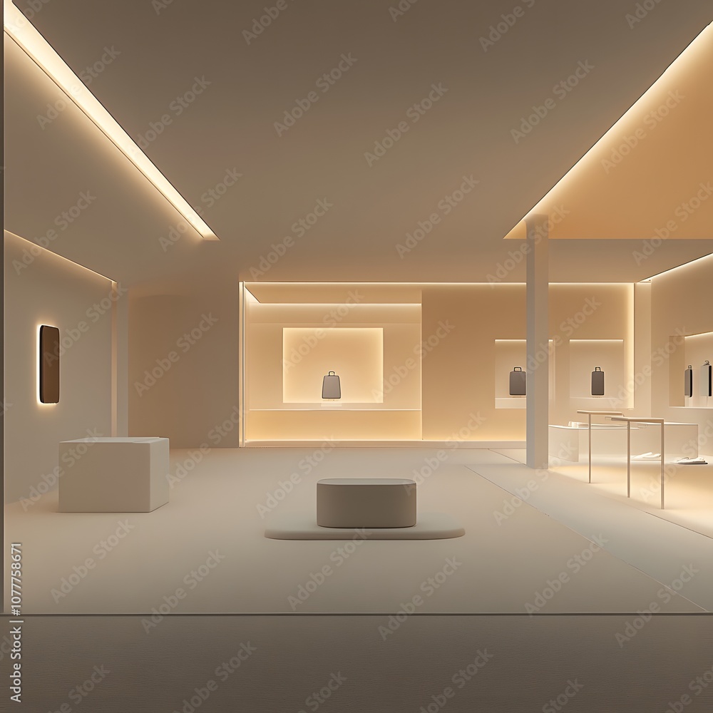 Aufkleber 8. a minimalist 3d display with clean lines, soft light gradients, and a large open space for a prod