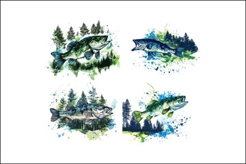 Bass Fish Floral Watercolor Art – Vector Silhouette for Cricut & Crafts

Watercolor Bass Fish SVG – Floral Fish Art Clipart for T-shirts & Home Decor

Bass Fish Silhouette with Floral Watercolor Desig